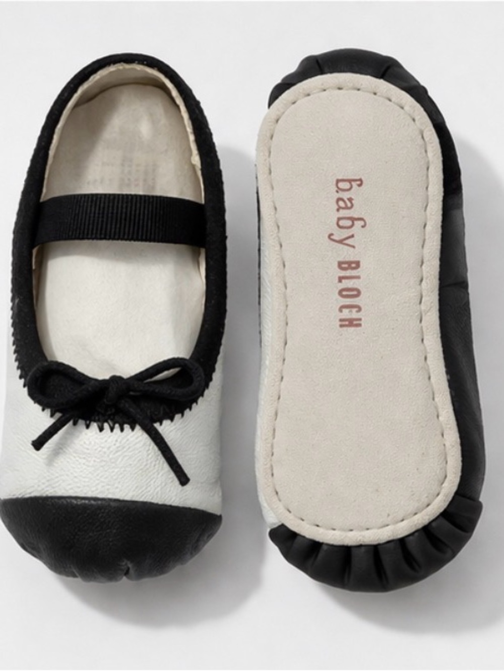 Black & White Leather Ballet Flats for baby